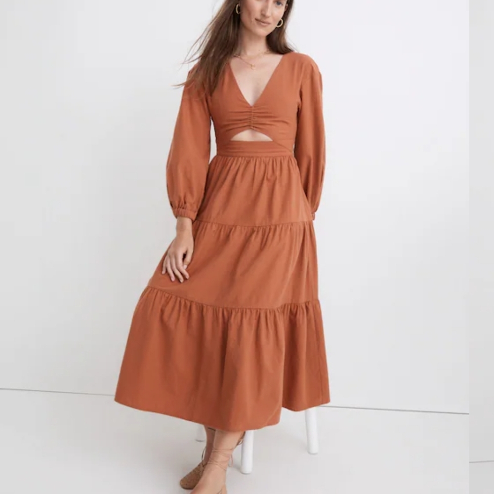 Madewell Crepe Cutout Midi Dress. - Picture 2 of 8